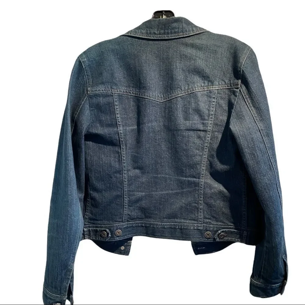 Theory Women's Dark Denim Jean Jacket size M - Picture 3 of 11